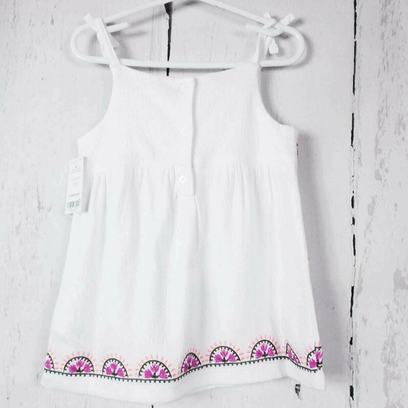 Carters Girls Top Bundle Size 4-5 Sleeveless Tank Embroidered White Blue Pink - Picture 5 of 5